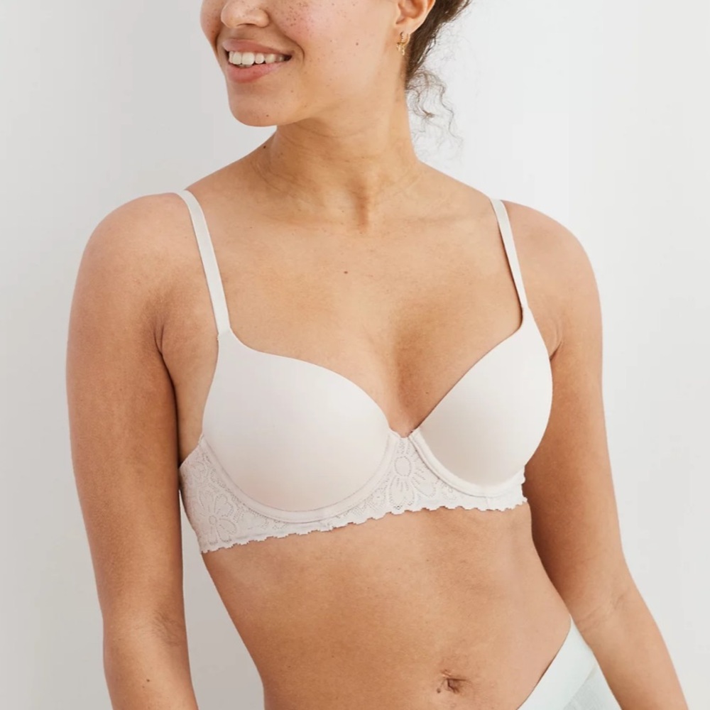 ⭐️(3/$25) AERIE Real Sunnie Lace Demi Push Up Blossom Lace Trim Bra - Picture 3 of 15
